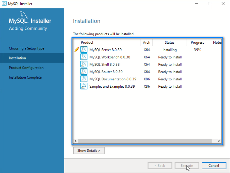 MySQL Components Install