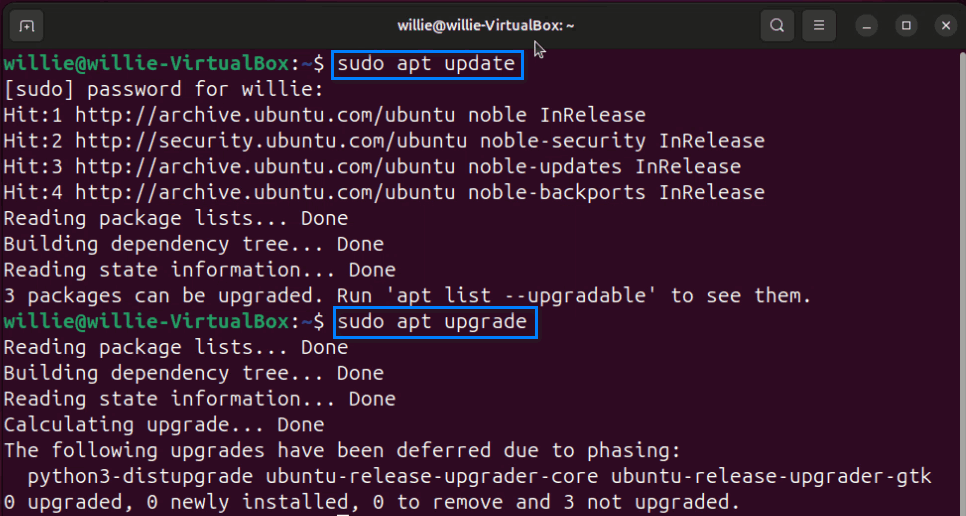 Terminal Way Sudo Apt Update