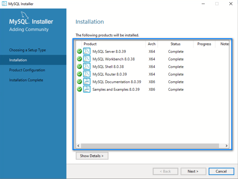 Components Installation Confirmation