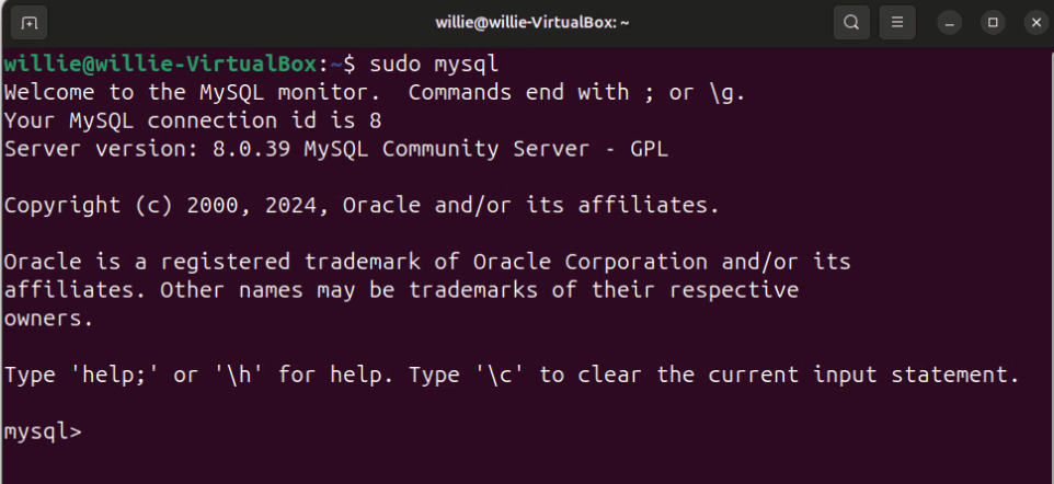 Terminal Way Sudo MySQL