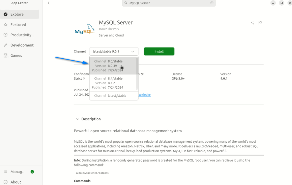 App Center MySQL Server